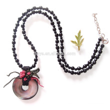 Fashion Black Onyx Crochet Natural Sea Shell Beaded Necklace